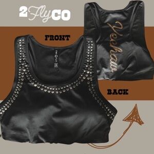 Two Fly CABO COWBOY YEEHAW TOP Studded Swim Top | NEW/NWT!! 🖤🕶️☀️🤠